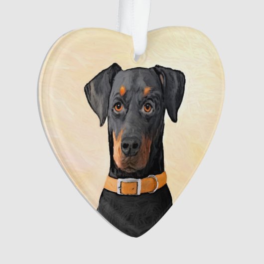 Doberman Pinscher Uncropped schilderij originele k Ornament (voorkant)