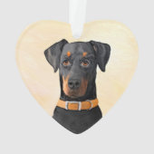Doberman Pinscher Uncropped schilderij originele k Ornament (achterkant)