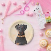Doberman Pinscher Uncropped schilderij originele k Papieren Bordje (Feest)