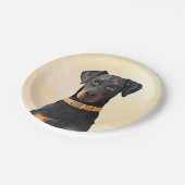 Doberman Pinscher Uncropped schilderij originele k Papieren Bordje (Gekanteld)