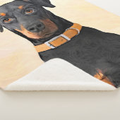 Doberman Pinscher Uncropped schilderij originele k Sherpa Deken (3/4)