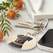 Doberman Pinscher Uncropped schilderij originele k Sleutelhanger (Voorkant Rechts)