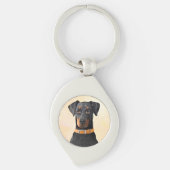Doberman Pinscher Uncropped schilderij originele k Sleutelhanger (Voorkant)