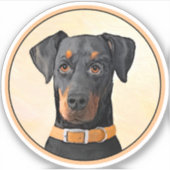 Doberman Pinscher Uncropped schilderij originele k Sticker (Voorkant)