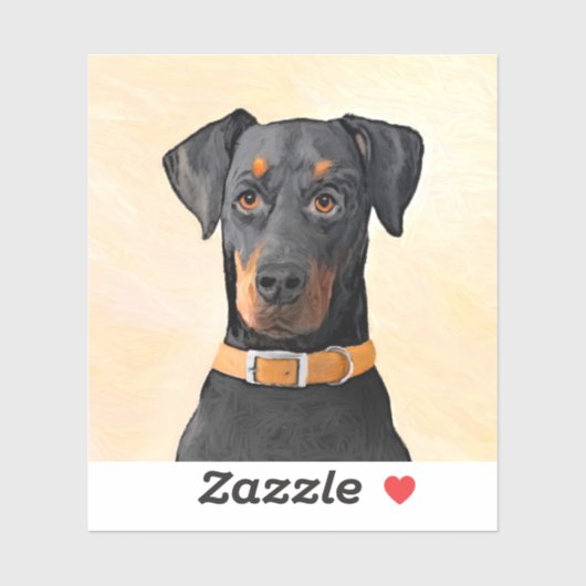 Doberman Pinscher Uncropped schilderij originele k Sticker (Vel)