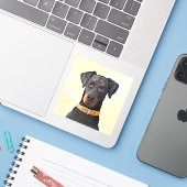 Doberman Pinscher Uncropped schilderij originele k Sticker (Laptop met iPhone)