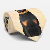 Doberman Pinscher Uncropped schilderij originele k Stropdas (Opgerold)