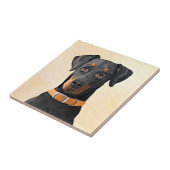 Doberman Pinscher Uncropped schilderij originele k Tegeltje (Zijkant)