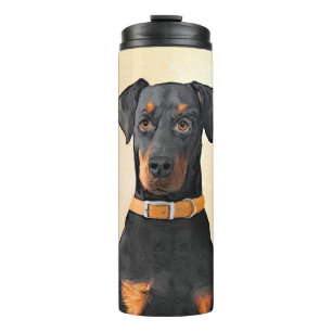 Doberman Pinscher Uncropped schilderij originele k Thermosbeker