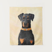 Doberman Pinscher Uncropped schilderij originele k Wandkleed (Voorkant)