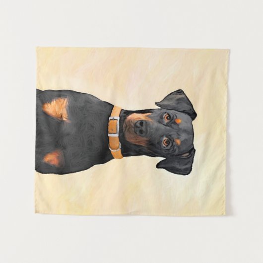 Doberman Pinscher Uncropped schilderij originele k Wandkleed (Voorkant (horizontaal))