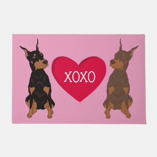 Doberman Pinscher Valentijnsdag Deurmat (Voorkant)