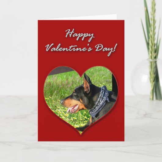 Doberman Pinscher-Valentijnsdag Feestdagen Kaart (Voorkant)