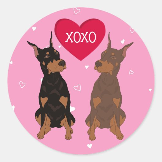 Doberman Pinscher Valentijnsdag Ronde Sticker (Voorkant)