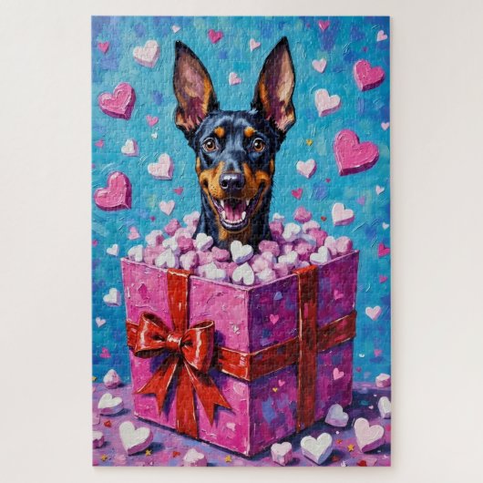 Doberman Pinscher Valentine's Day Marshmallow Legpuzzel (Verticaal)