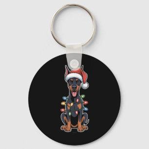 Doberman Pinscher verpakt in kerstverlichting Sleutelhanger