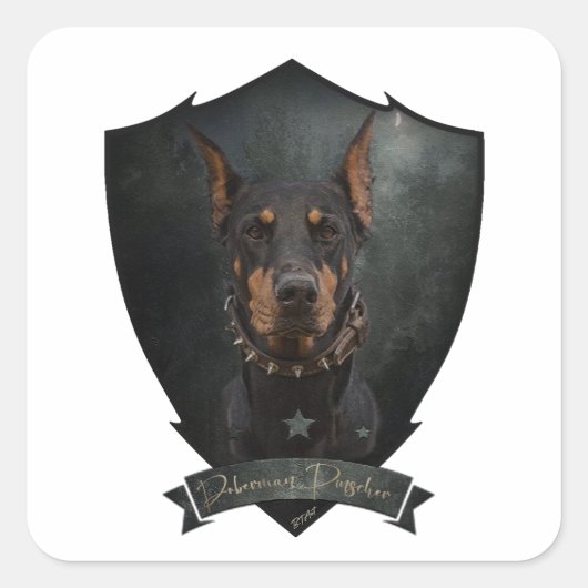Doberman Pinscher Vierkante Sticker (Voorkant)