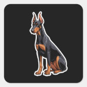 Doberman Pinscher Vierkante Sticker (Voorkant)
