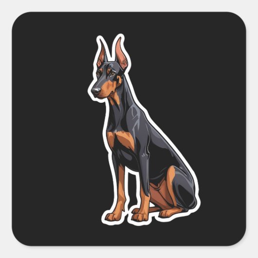 Doberman Pinscher Vierkante Sticker (Voorkant)
