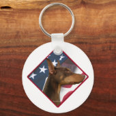 Doberman Pinscher Vlaggen Sleutelhanger (Voorkant)