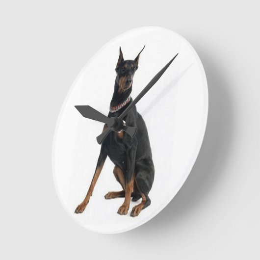 "DOBERMAN PINSCHER" WALL CLOCK RONDE KLOK (Hoek)