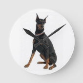 "DOBERMAN PINSCHER" WALL CLOCK RONDE KLOK (Voorkant)