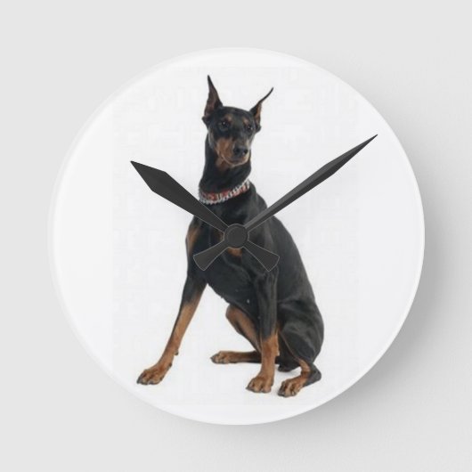 "DOBERMAN PINSCHER" WALL CLOCK RONDE KLOK (Voorkant)
