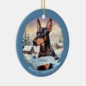 Doberman Pinscher waterverf hondenkerst Keramisch Ornament (Rechts)