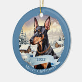 Doberman Pinscher waterverf hondenkerst Keramisch Ornament (Links)