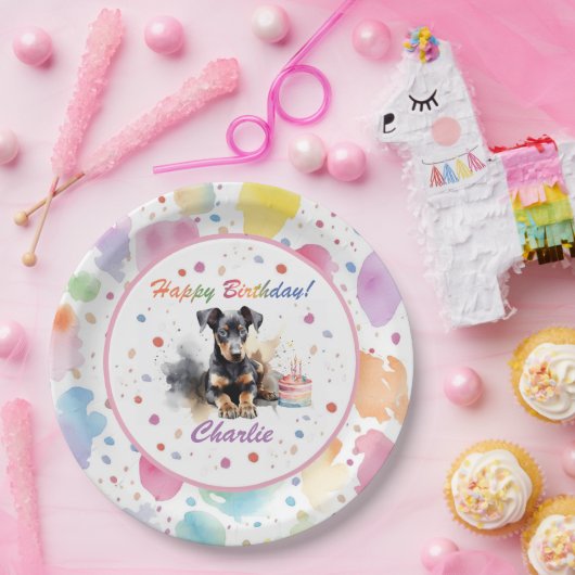 Doberman Pinscher Waterverf Papier Bord (Feest)