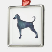 Doberman Pinscher Waterverf Silhouette Blk Metalen Ornament (Links)