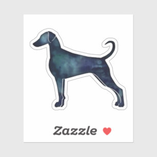 Doberman Pinscher Waterverf Silhouette Blk Sticker