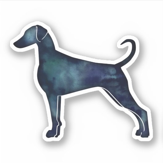 Doberman Pinscher Waterverf Silhouette Blk Sticker (Voorkant)