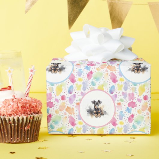 Doberman Pinscher Waterverf Verjaardags wrap papie Cadeaupapier (Verjaardagsfeest)