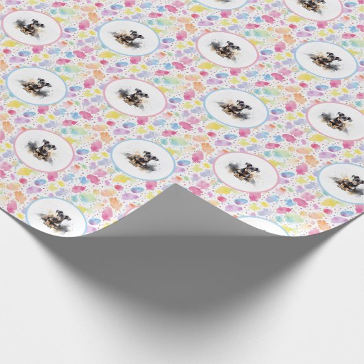 Doberman Pinscher Waterverf Verjaardags wrap papie Cadeaupapier (Hoek)