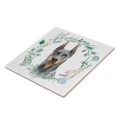 Doberman Pinscher Waterverf Wreath Ceramic Tegel Tegeltje (Zijkant)