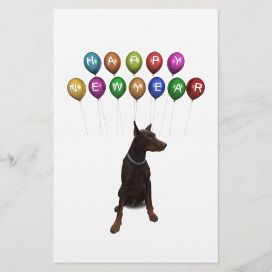 Doberman Pinscher wenst Gelukkig Nieuwjaar 2016 Briefpapier (Voorkant)