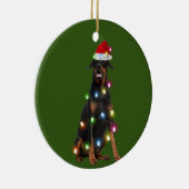 Doberman Pinscher With Christmas Scafts Sant Keramisch Ornament (Rechts)