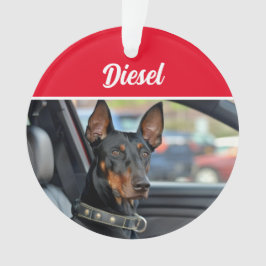 Doberman Pinscher with Name and Photo Christmas Ornament