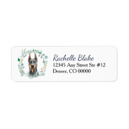 Doberman Pinscher Wreath Return Address Etiket