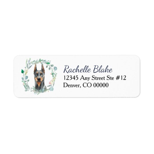 Doberman Pinscher Wreath Return Address Etiket (Voorkant)
