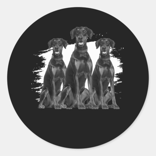 Doberman Pinscher Zwart Hondeneigenaar Huisdier Di Ronde Sticker (Voorkant)