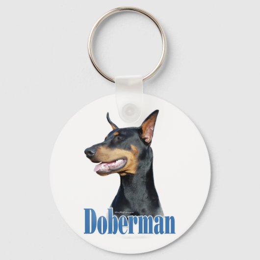 Doberman Pinscher (zwart) Naam Sleutelhanger (Voorkant)
