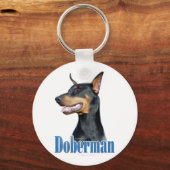 Doberman Pinscher (zwart) Naam Sleutelhanger (Achterkant)