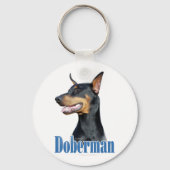 Doberman Pinscher (zwart) Naam Sleutelhanger (Achterkant)