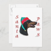 Doberman Pinscher (zwart) Santa Paws Feestdagenkaart (Voorkant / Achterkant)