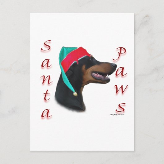 Doberman Pinscher (zwart) Santa Paws Feestdagenkaart (Voorkant)