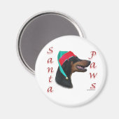Doberman Pinscher (zwart) Santa Paws Magneet (Voorkant / Achterkant)