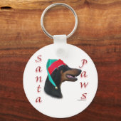 Doberman Pinscher (zwart) Santa Paws Sleutelhanger (Voorkant)