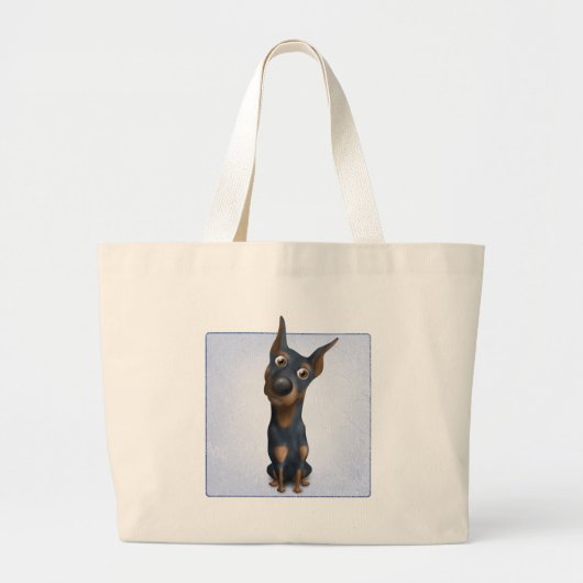 Doberman Pinscher (zwart-wit) DOB1 Grote Tote Bag (Voorkant)